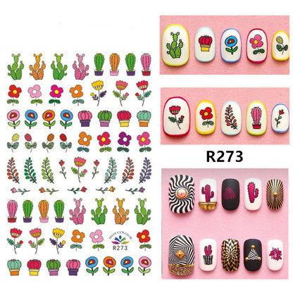 Green Leaf Nail Sticker Cactus Green Polka Dot Leopard Nail Sticker