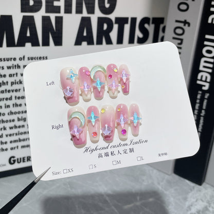 Handmade Wear Armor Ice Transparent Nail Stickers Purple Blush Wearable Nail Sticker
