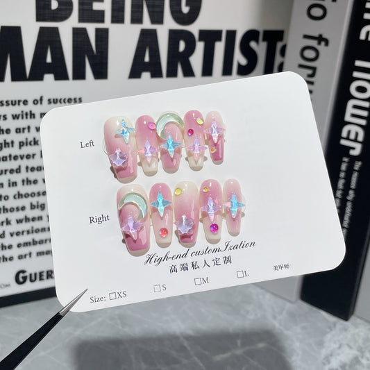 Handmade Wear Armor Ice Transparent Nail Stickers Purple Blush Wearable Nail Sticker