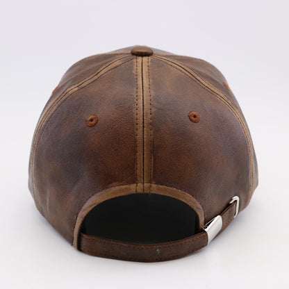 Washed And Worn PU Fashion All-match Street Travel Hard Top Peak Cap Baseball