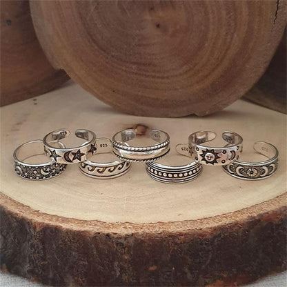 Summer Beach Alloy 7-piece Opening Toe Ring Finger Stall