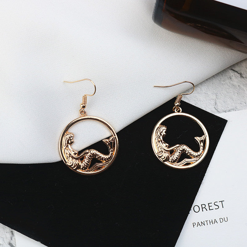 Mermaid cute Harajuku earrings Japanese and Korean personality female jewelry earrings earrings earrings