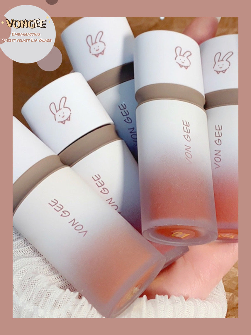 Bunny Lip Glaze Set Matte Finish Velvet Lip Mud White And Does Not Fade No Stain On Cup Lipstick