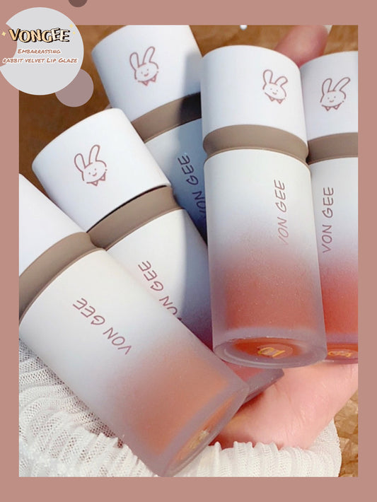 Bunny Lip Glaze Set Matte Finish Velvet Lip Mud White And Does Not Fade No Stain On Cup Lipstick