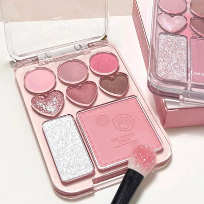 Heart Eye Shadow Plate Beads Matte Blush Highlight Integrated