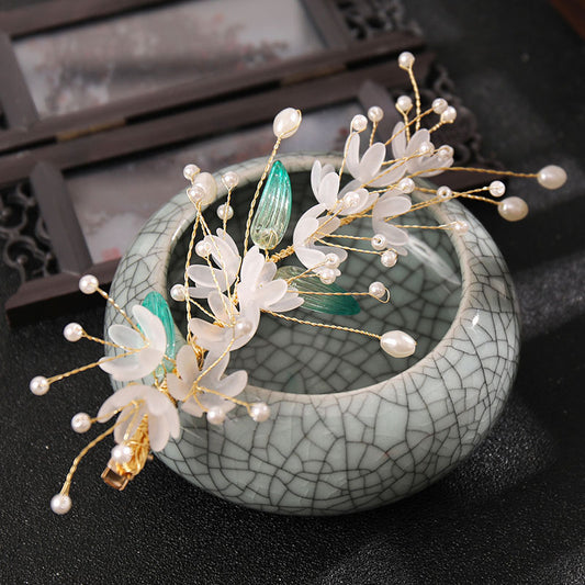 Flower Travel Colored Glass Hairpin Matching