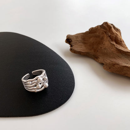 Irregular metal pearl ring