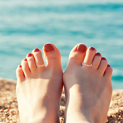 Beach Toe Ring With Adjustable Band, Featuring Heart And Leaf Designs