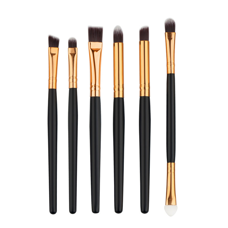 6 Gold Black Eye Brushes Eyeshadow Makeup