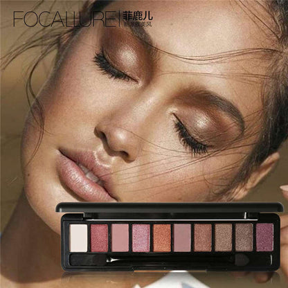 Earth color pearlescent matte waterproof 10 color eyeshadow