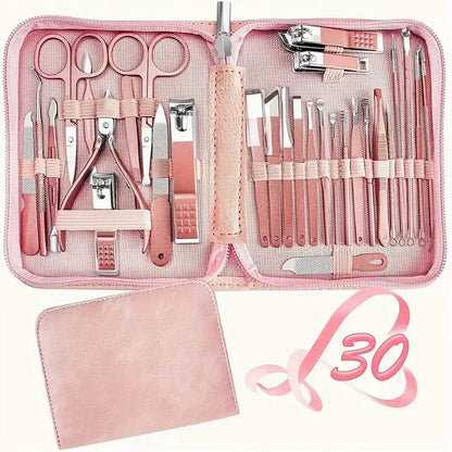 30-piece Stainless Steel Nail Beauty Tool Set