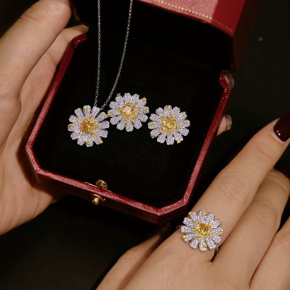 Japanese And Korean Light Luxury S925 Sterling Silver Rings Ear Studs