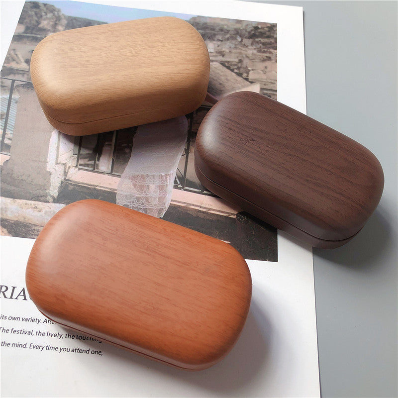 Portable Fashion Wooden Contact Lens Case
