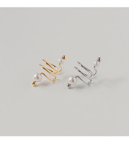 Minimalist Line Pearl Ear Bone Clip Design Pearl Earrings