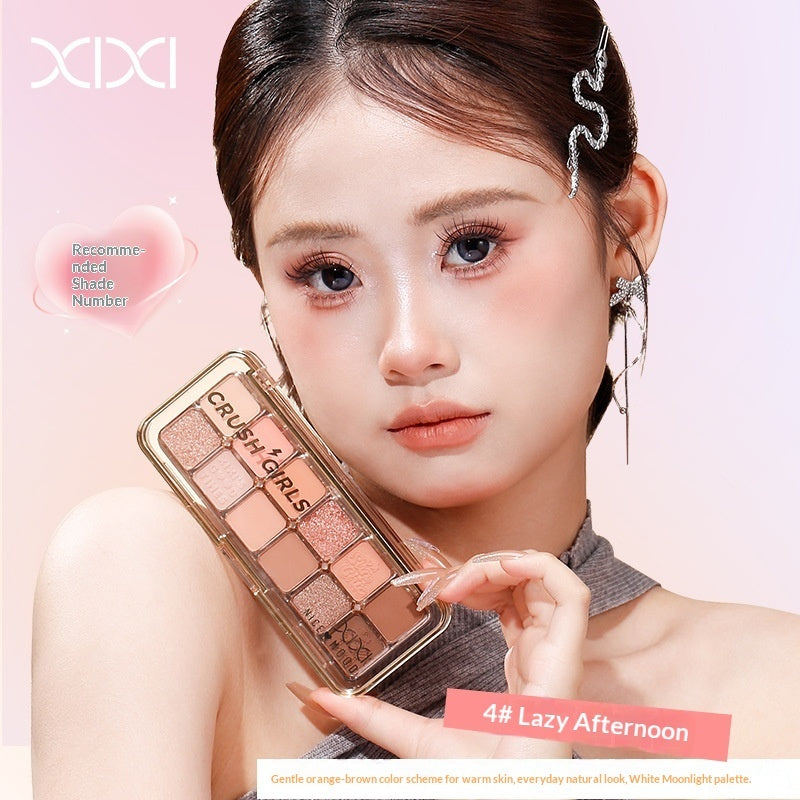 Mist Muse Twelve-Color Eyeshadow Palette Shimmer Sparkle Matte Highlight Contour Blush All-in-One Palette