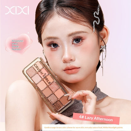 Mist Muse Twelve-Color Eyeshadow Palette Shimmer Sparkle Matte Highlight Contour Blush All-in-One Palette