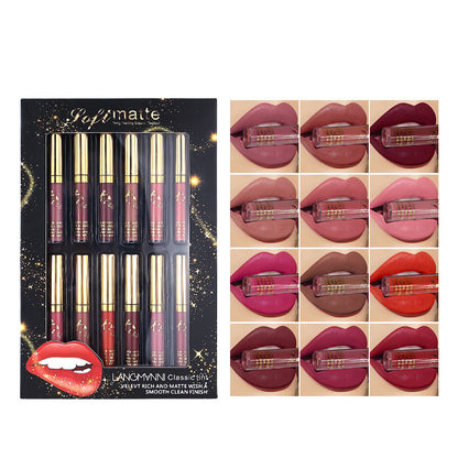 12 Color Matte Lip Gloss Set Matte Long Lasting