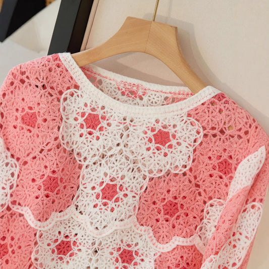 Autumn Embroidery Crochet Hollow Out Stitching Chiffon Long Sleeve Sun Protection