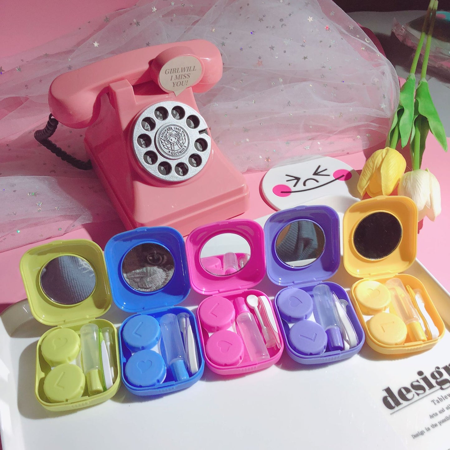 Candy Color Square Mini Contact Lens Case
