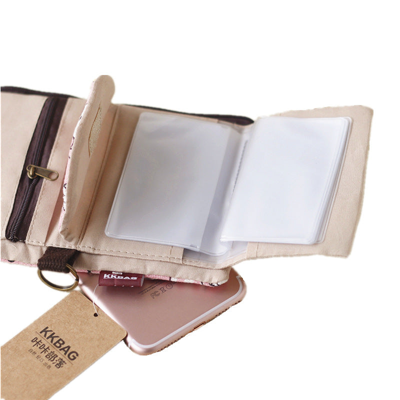 Creative Tri-fold Denim Canvas Wallet Simple Men And Women Can Use Card Holder
