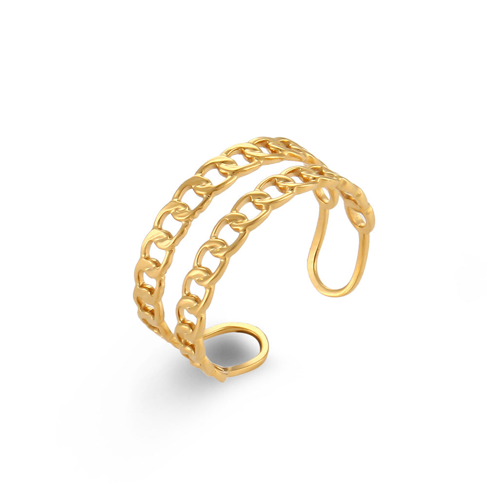Stainless Steel Plated 18K Gold Finger Ring Jewelry For Women