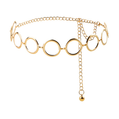 Fashion Circle Metal Waist Chain Women's Decorative Dress With Chain Belt Senior Hollow Accessories