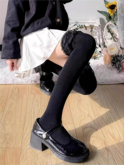 White Pure Lace Stockings Women