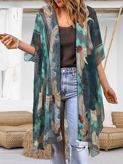 Women's Aztec-print Batwing Cardigan Cloak