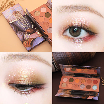Matte Pearlescent Earth Color Waterproof Eyeshadow Three-dimensional Makeup