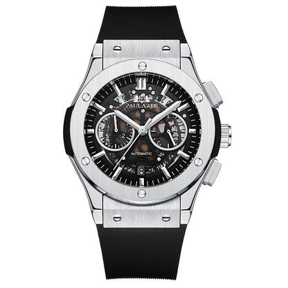 Multifunctional Rubber-Strap Quartz Stopwatch Mens Watch
