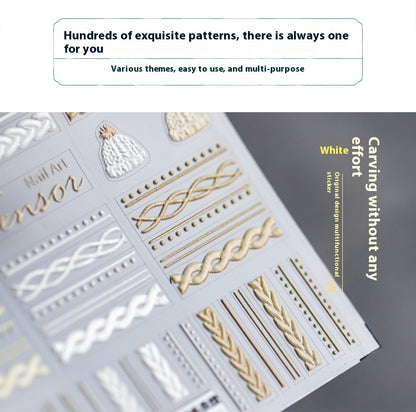 Frosted Transparent Embossed Sweater Pattern Nail Sticker