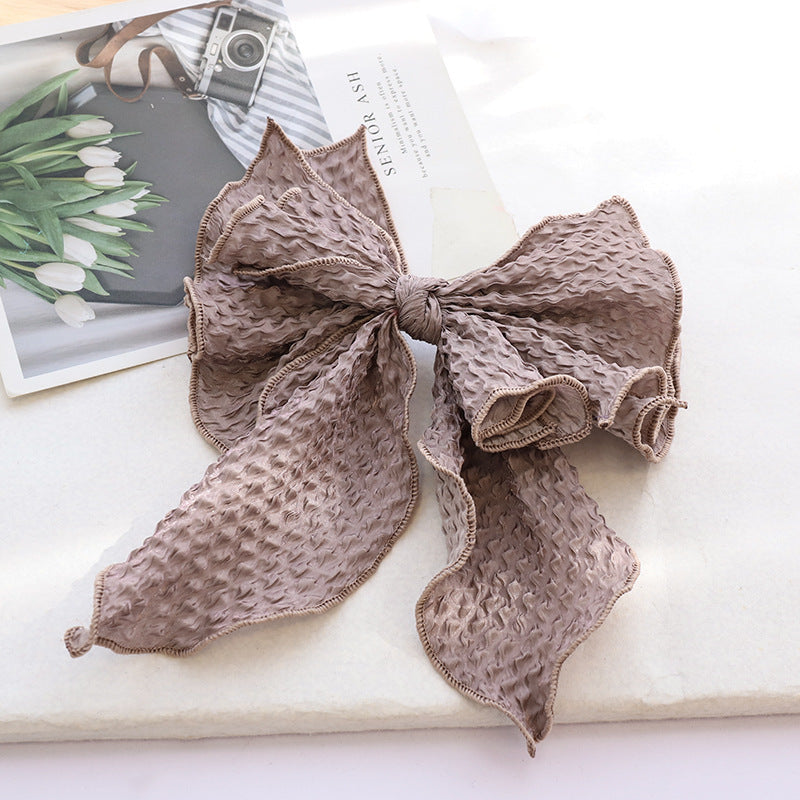 Solid Color Fabric Crumpled Bow Hair Accessory
