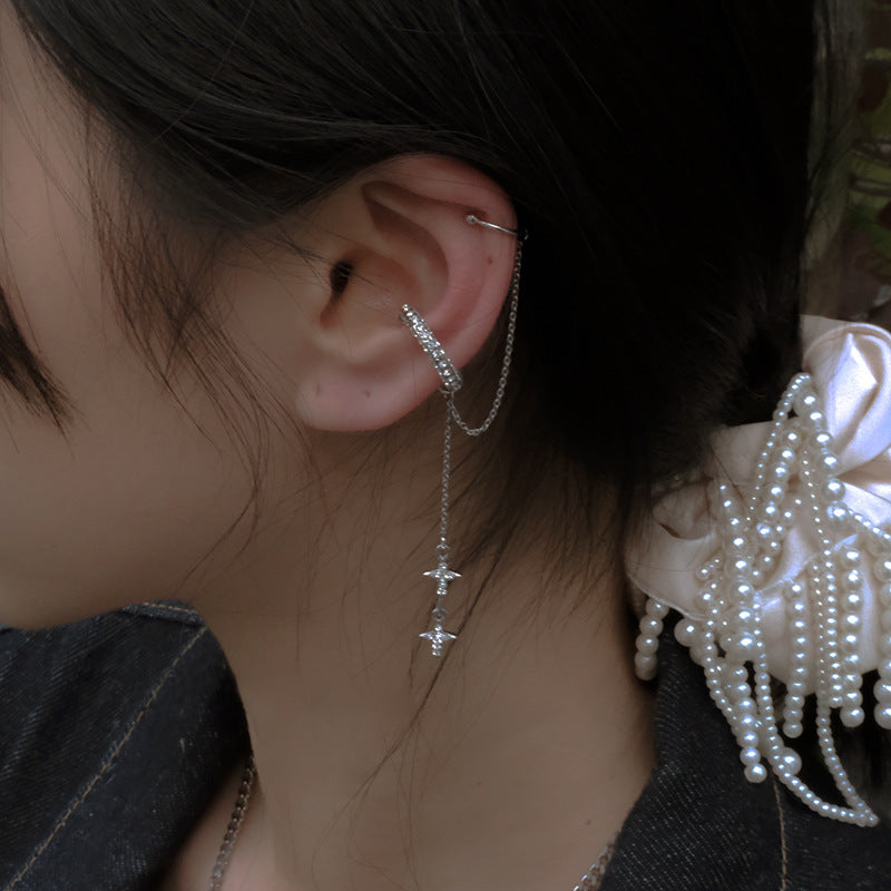 Diamond Pierced Ear Clip Earrings