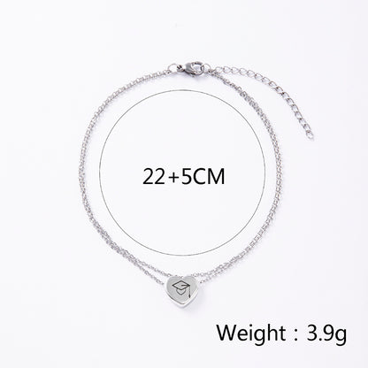 New Dr. Cap Heart Double Anklet Silver Stainless Steel Anklet