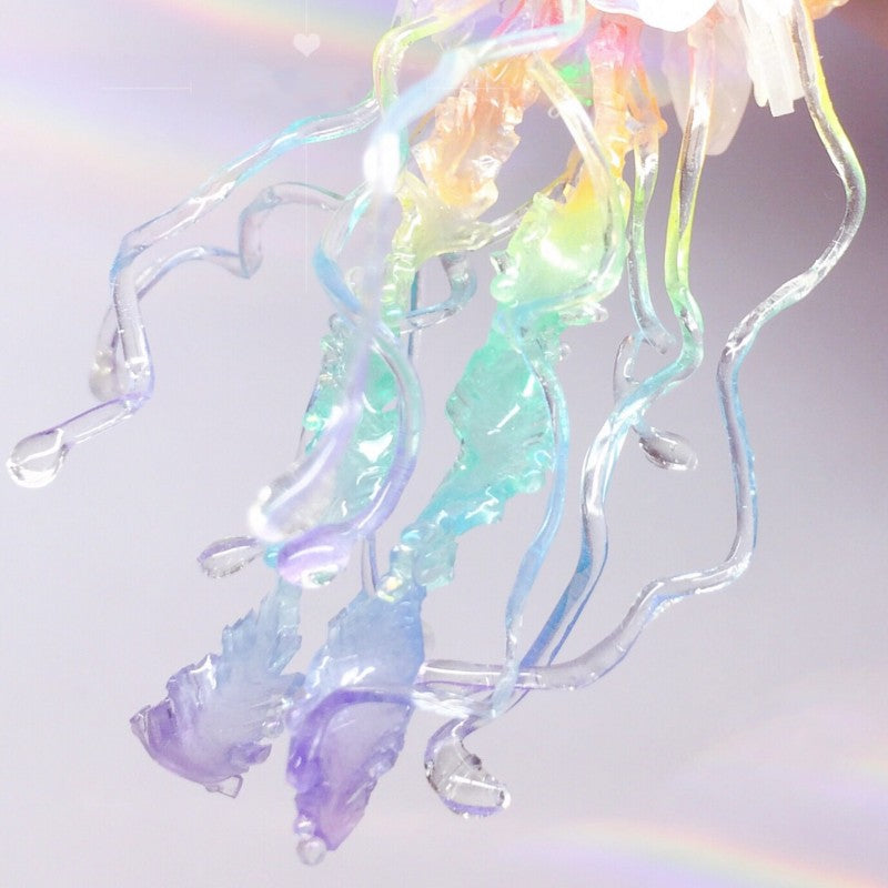 Rainbow Jellyfish Exaggerated Long Ear Clip Earrings