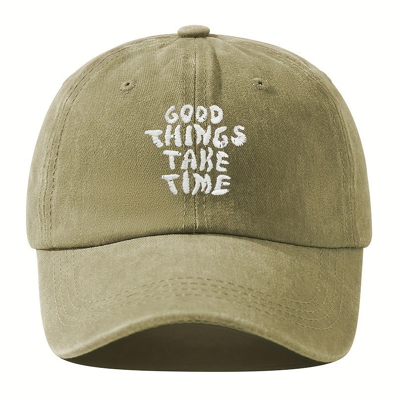 Embroidered Letter Washed-out Vintage Baseball Cap Unisex Adjustable
