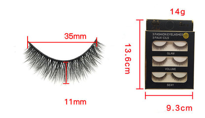 False Eyelashes Natural Tail Extension 3D Simulation Three Pairs