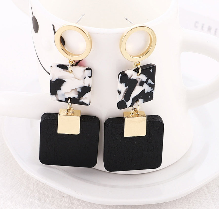 Leopard Earrings Square Wood Earrings