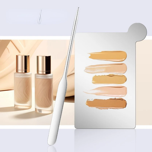 Stainless Steel Makeup Spatula Blending Stick Foundation Brush Set Eyeshadow Cream Pigment Blending Tool Face Contour Brush Tool Nail Color Scraper Makeup Accessories With Leather Case