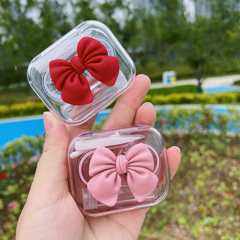 Bow Contact Lens Box Female Cute Japanese Light Simple And Transparent