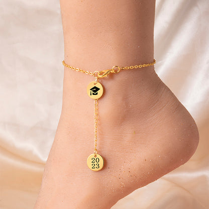 New Dr. Cap Round Anklet Gold Silver Stainless Steel Anklet