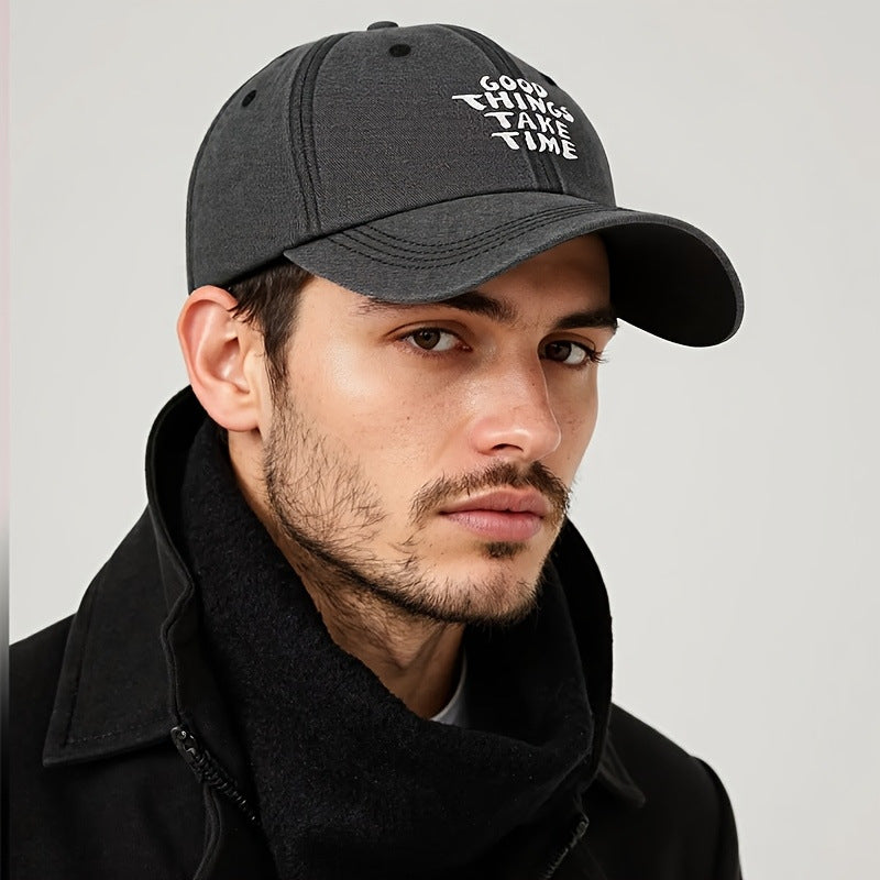 Embroidered Letter Washed-out Vintage Baseball Cap Unisex Adjustable