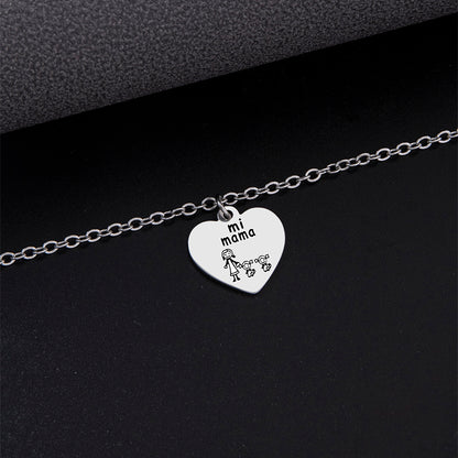New Peach Heart Pendant Anklet Silver Stainless Steel Anklet