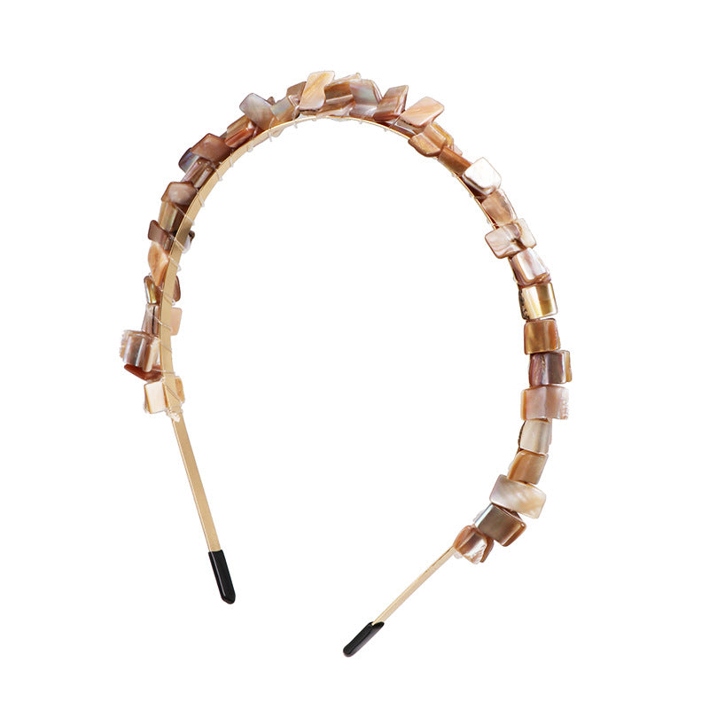 Jujia Cute Candy Color Small Stone Headband Resin Stone Beach Shell Headband Hair