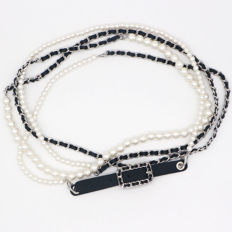 Pearl Chain, Drawstring Waist Chain, Women's Dress Accessories