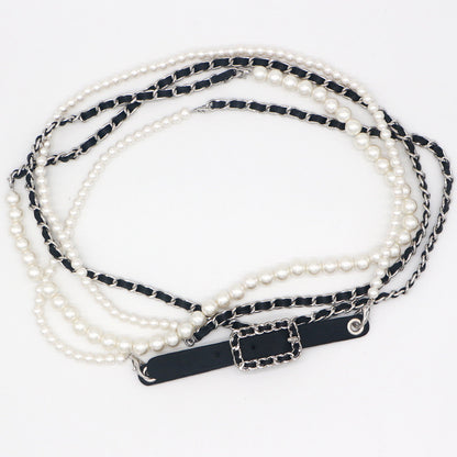 Pearl Chain, Drawstring Waist Chain, Women's Dress Accessories