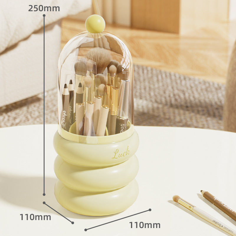 Dustproof Rotating Makeup Brush Holder With Lid