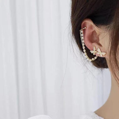 Explosive Pearl Chain Tassel Earrings Ear Bone Clip