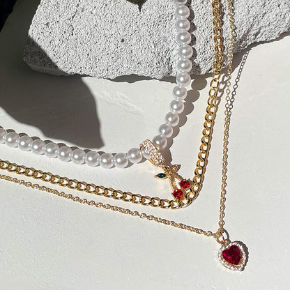 Pearl Necklace Couples Love Accessories Multilayer Necklace