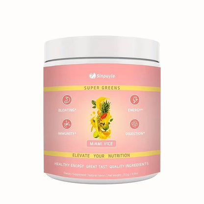 Super Greens Powder Miami Vice Flavor 255g Natural Daily Greens Supplement Supports Energy Digestion Immunity Bloating Relief